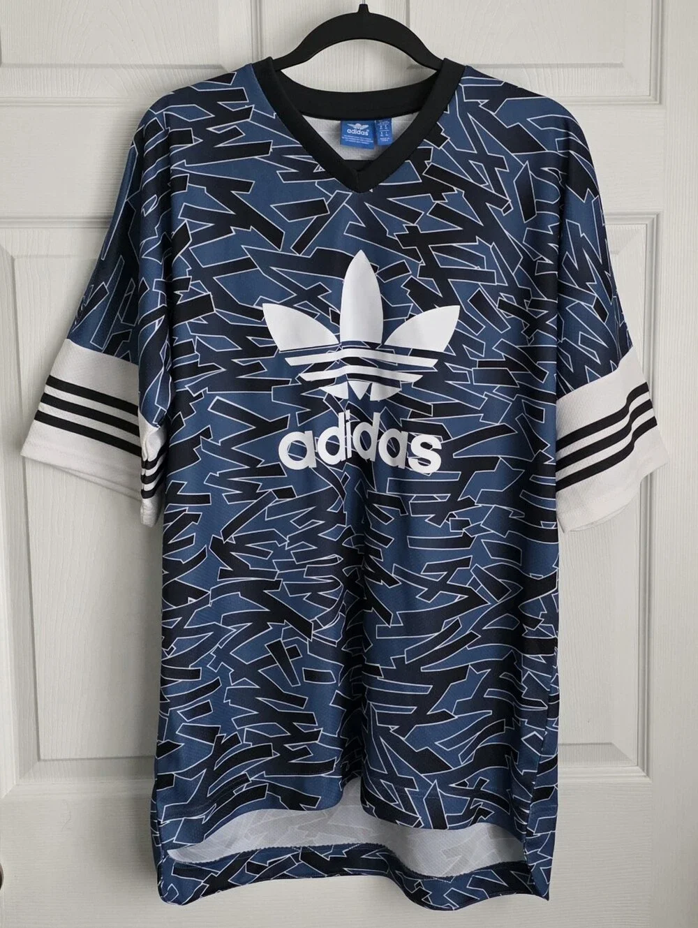 Adidas Originals Shattered Stripe Jersey Blue Geometric Soccer Shirt AZ3265 XL